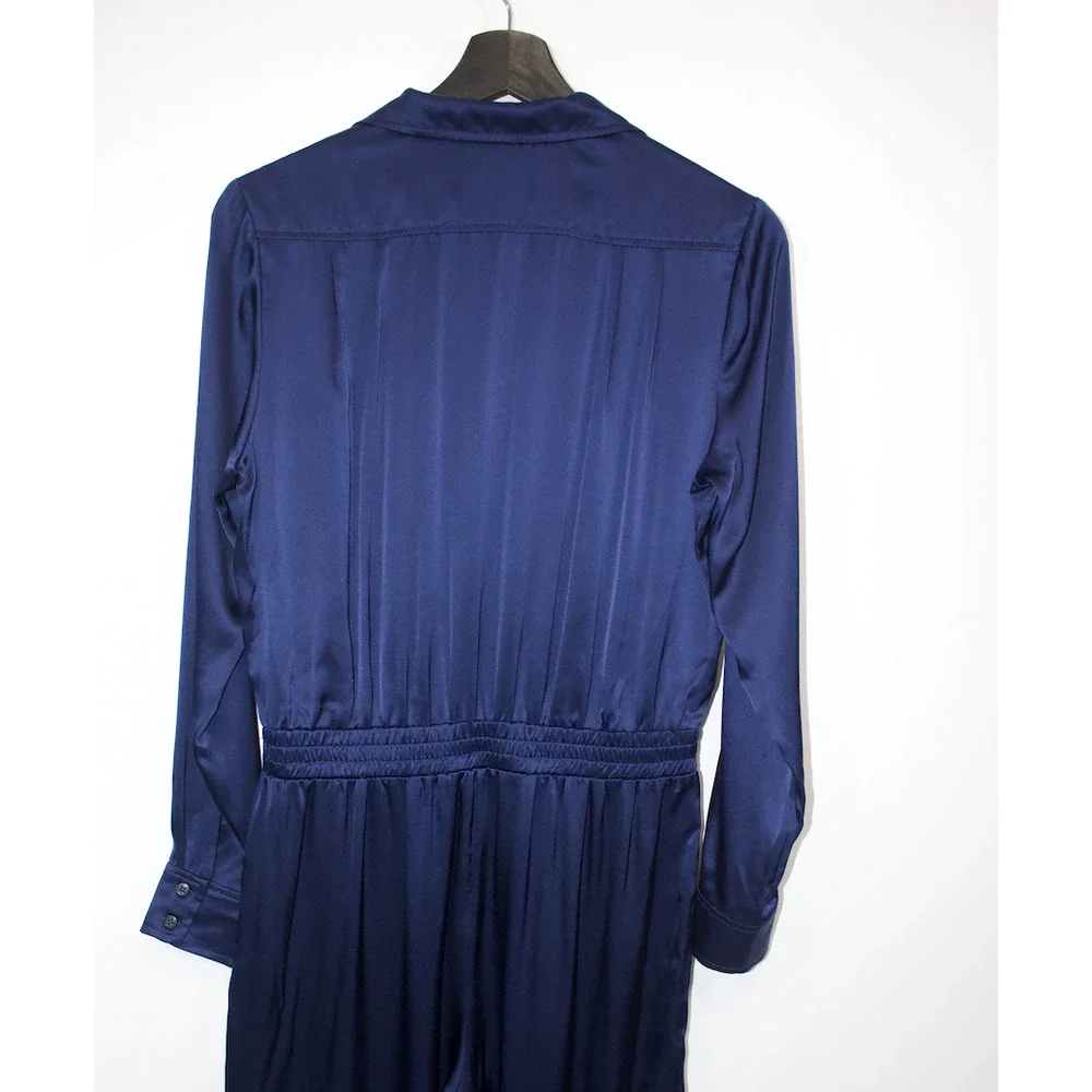 NEW Amanda Uprichard Felix Jumpsuit Revolve 100% Silk Size Small  Navy - Picture 9 of 11